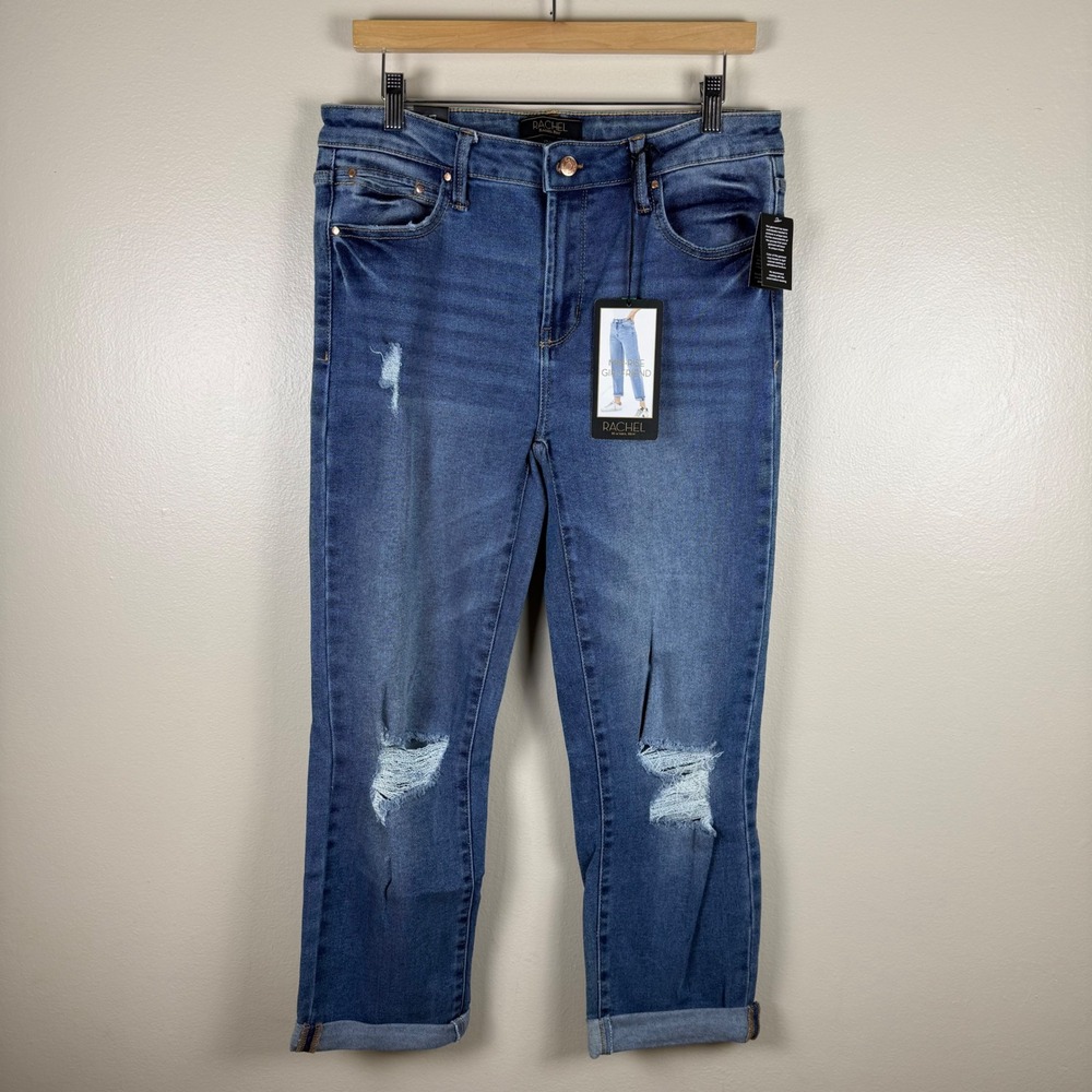 Rachel Rachel Roy Women's 12/31 Girlfriend Jeans Blue Distressed Mid-Rise NEW